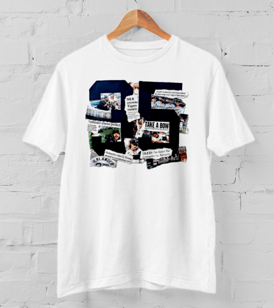 Justin Verlander MLB Crowns Tigers Rookie No Hitter Collage 35 T-Shirt