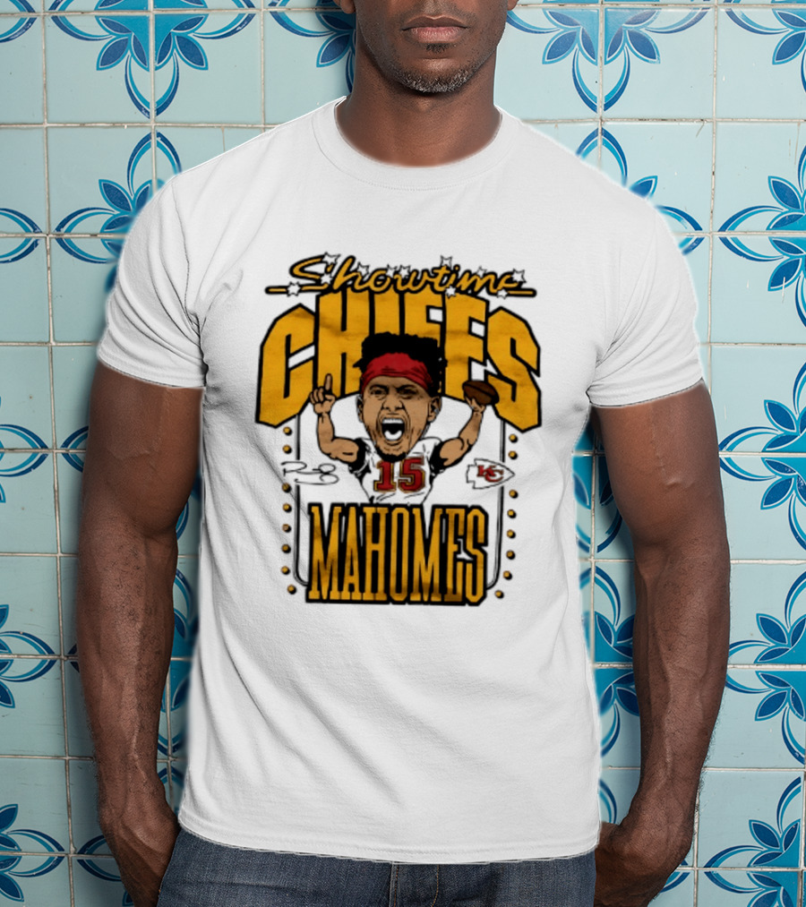 Showtime Chiefs Patrick Mahomes 15 Caricature T-Shirt