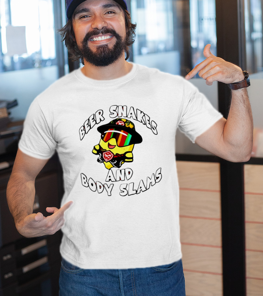 Beer Snakes And Body Slams Lemon Guy Fun Retro 90s T-Shirt