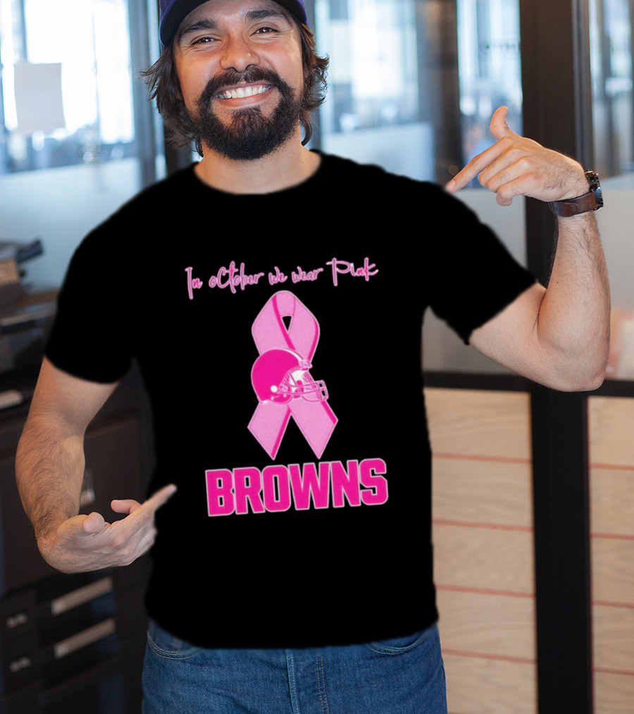 Cleveland Browns In October We Wear Pink Breast Cancer Awareness Football T-Shirt