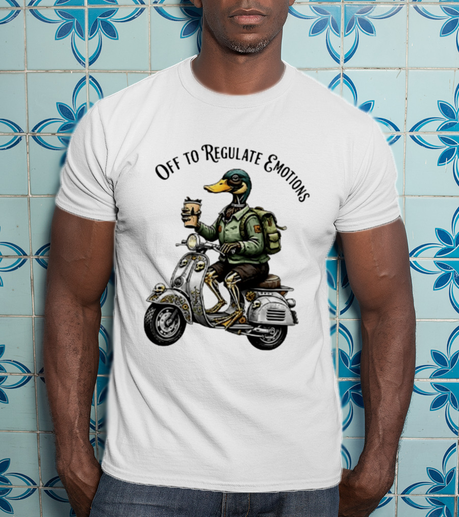 Off To Regulate Emotions Duck Scooter Coffee Adventure T-Shirt