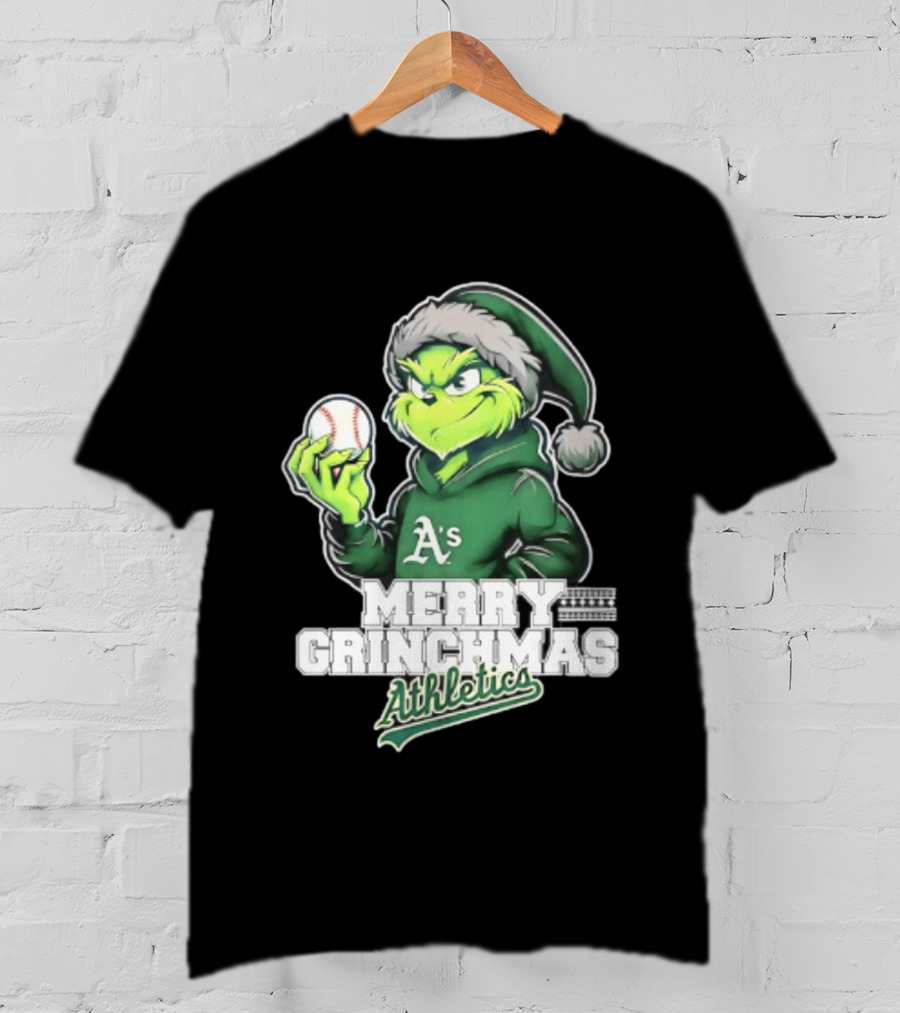 Merry Grinchmas Athletics Baseball Christmas 2026 T-Shirt