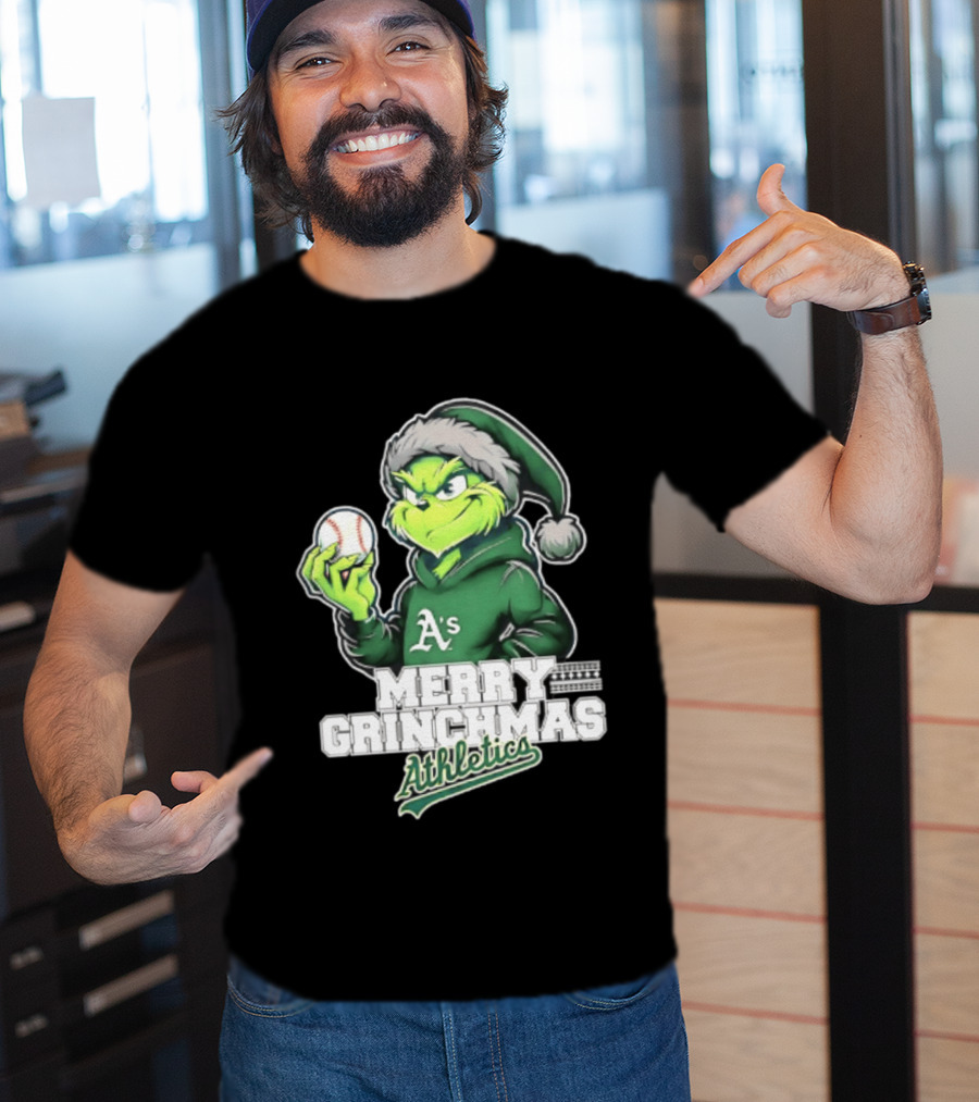 Merry Grinchmas Athletics Baseball Christmas 2026 T-Shirt