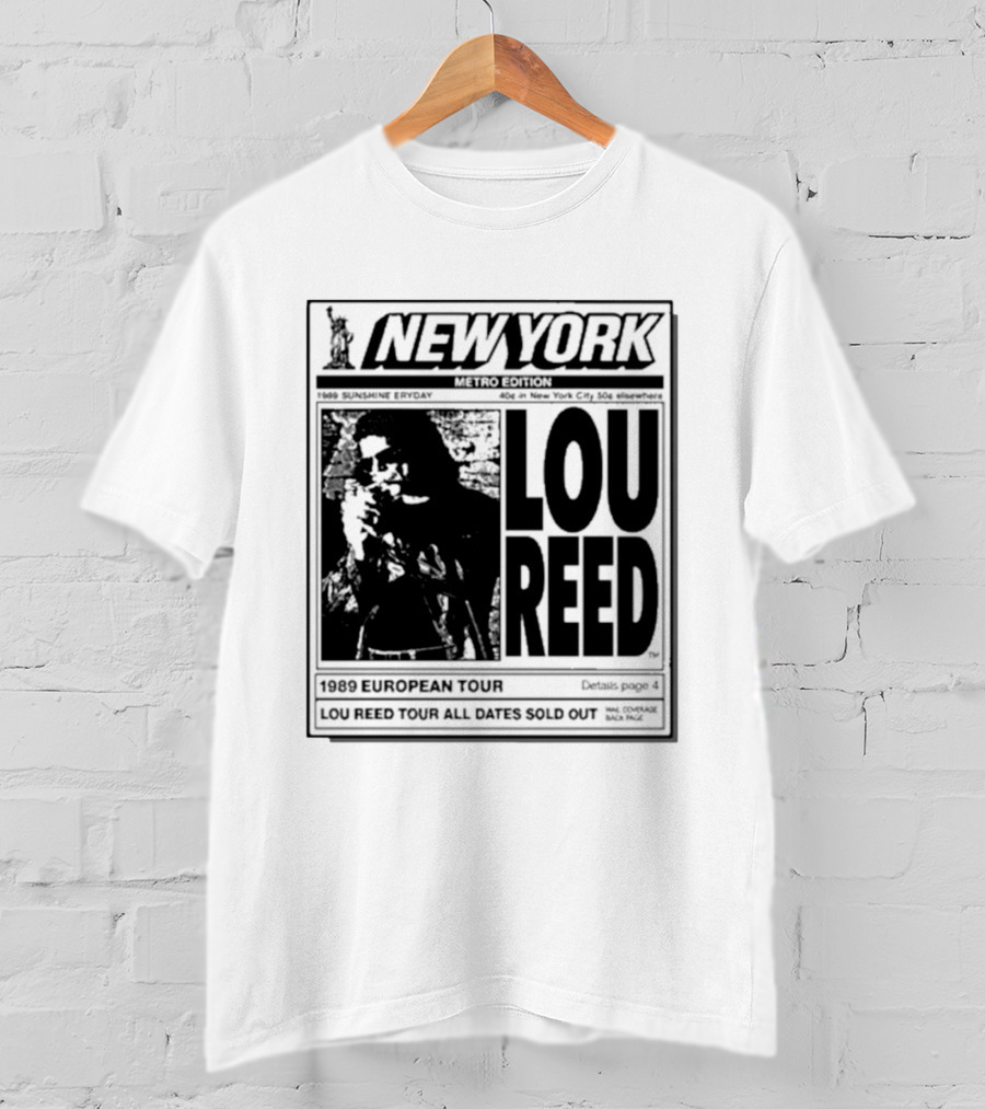 New York Metro Edition Lou Reed 1989 European Tour All Dates Sold Out T-Shirt