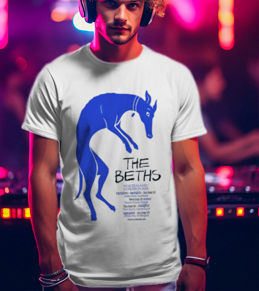 The Beths New Zealand Aotearoa 2024 Tour Blue Jumping Dog T-Shirt