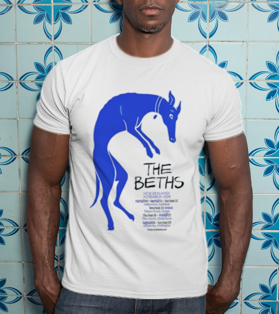 The Beths New Zealand Aotearoa 2024 Tour Blue Jumping Dog T-Shirt