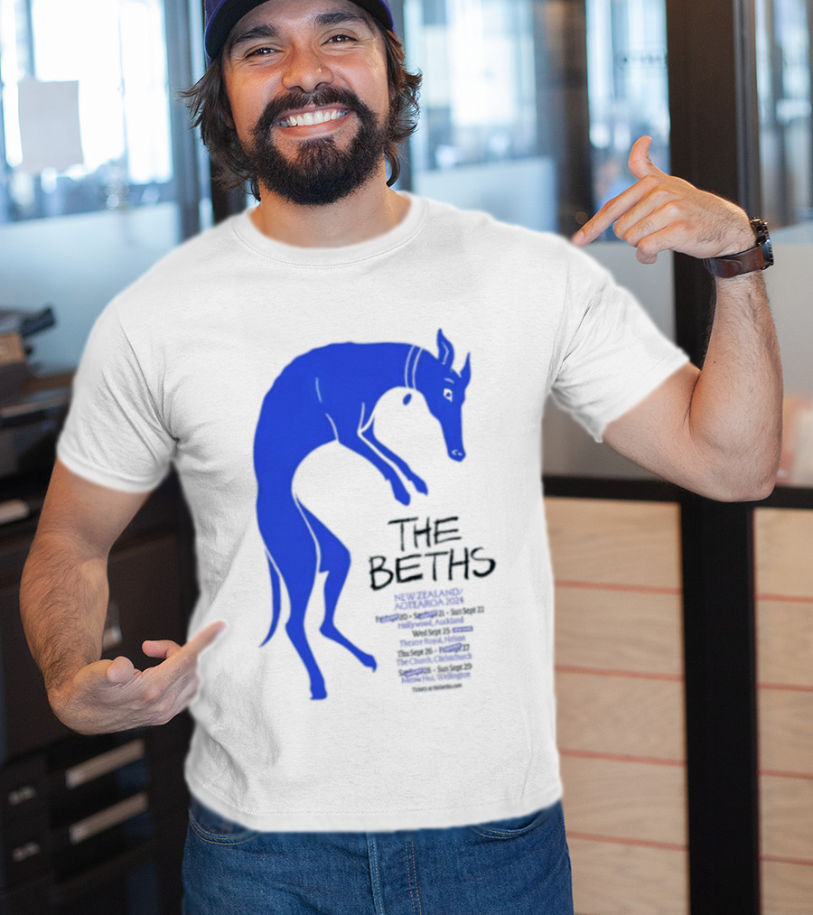 The Beths New Zealand Aotearoa 2024 Tour Blue Jumping Dog T-Shirt