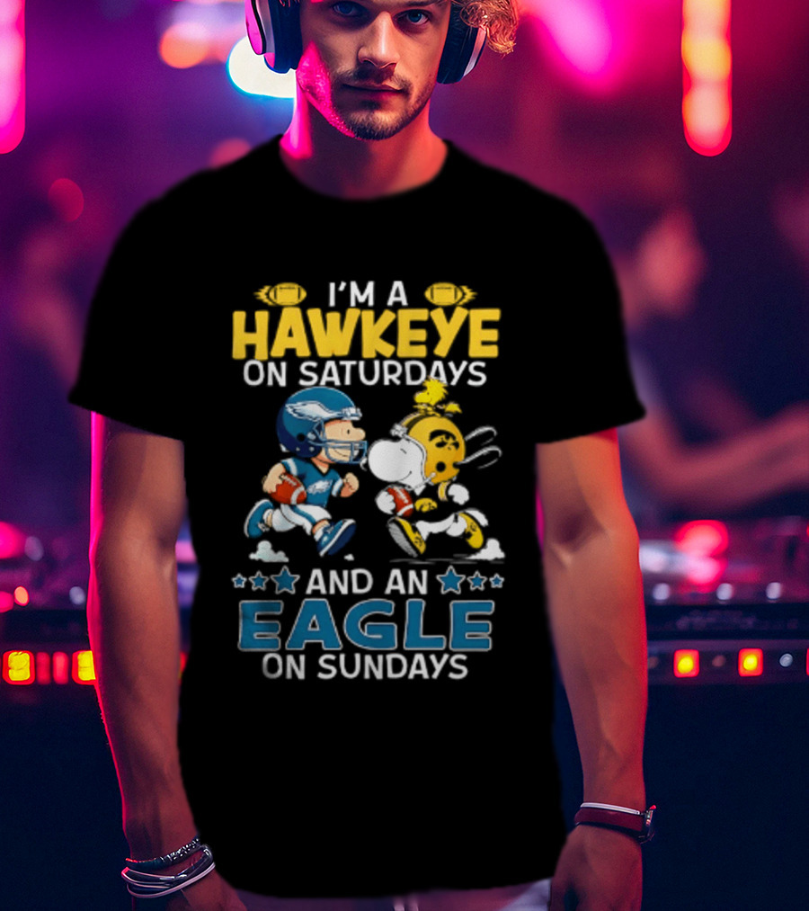 Peanuts I'm A Hawkeye On Saturdays And An Eagle On Sundays T-Shirt