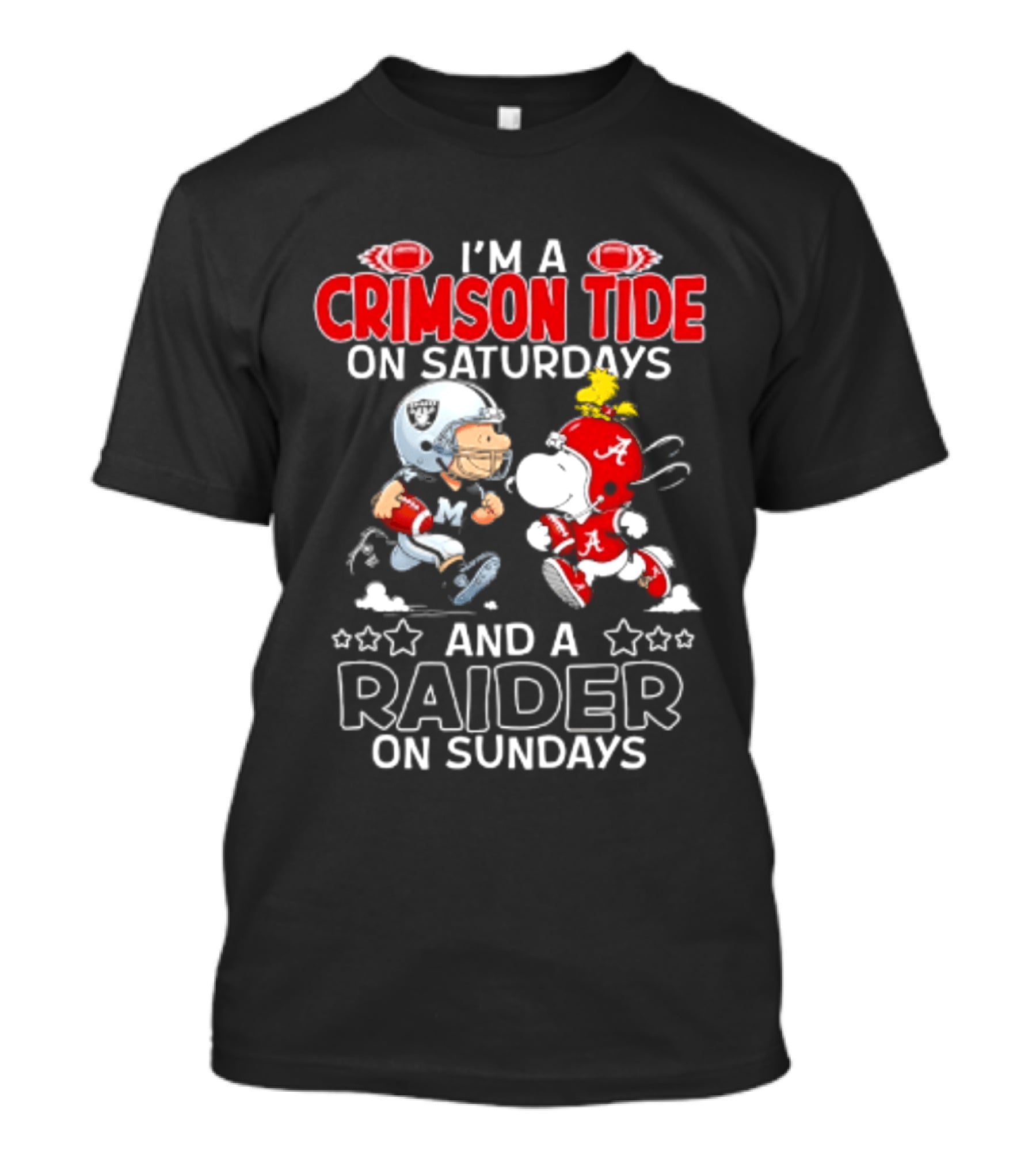 Peanuts I'm A Crimson Tide On Saturdays And A Raider On Sundays T-Shirt