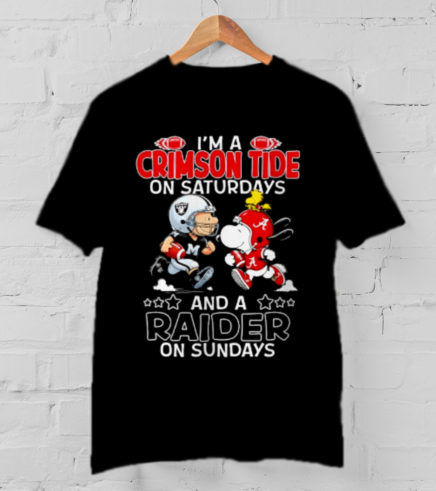Peanuts I'm A Crimson Tide On Saturdays And A Raider On Sundays T-Shirt