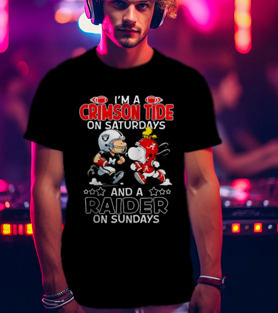 Peanuts I'm A Crimson Tide On Saturdays And A Raider On Sundays T-Shirt