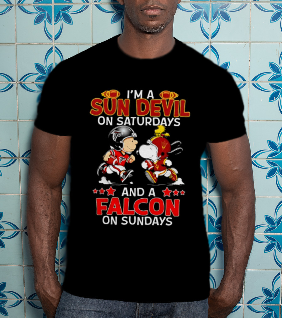 Peanuts Sun Devil On Saturdays Falcons On Sundays T-Shirt