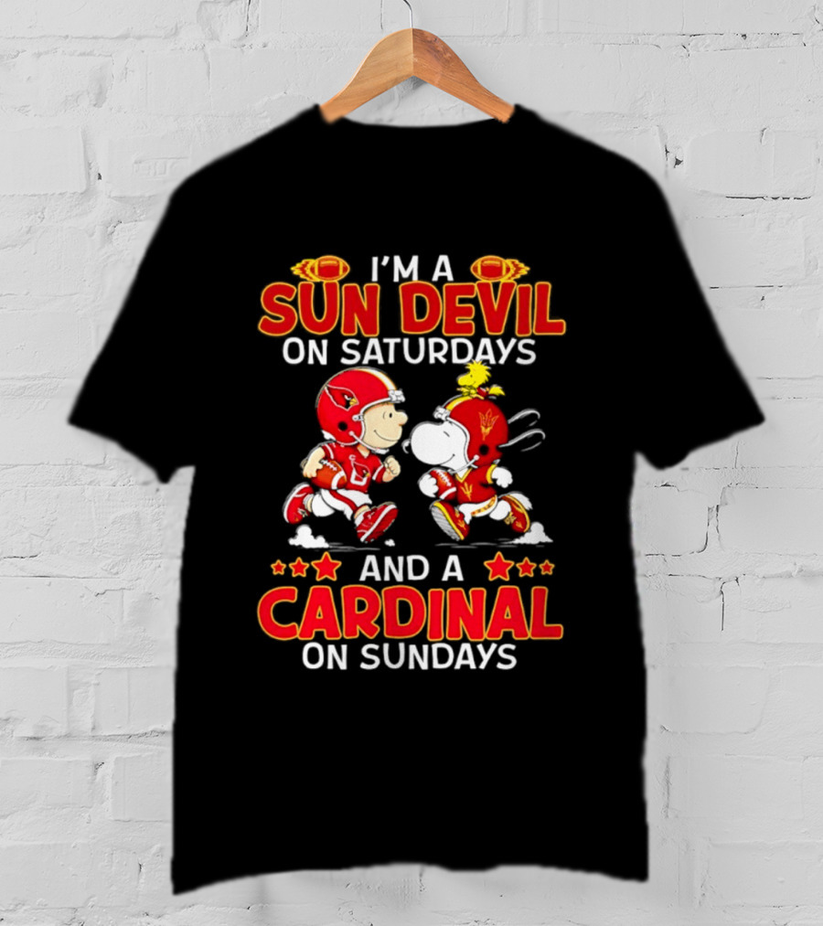 I'm A Sun Devil On Saturdays And A Cardinal On Sundays Peanuts Football Characters T-Shirt