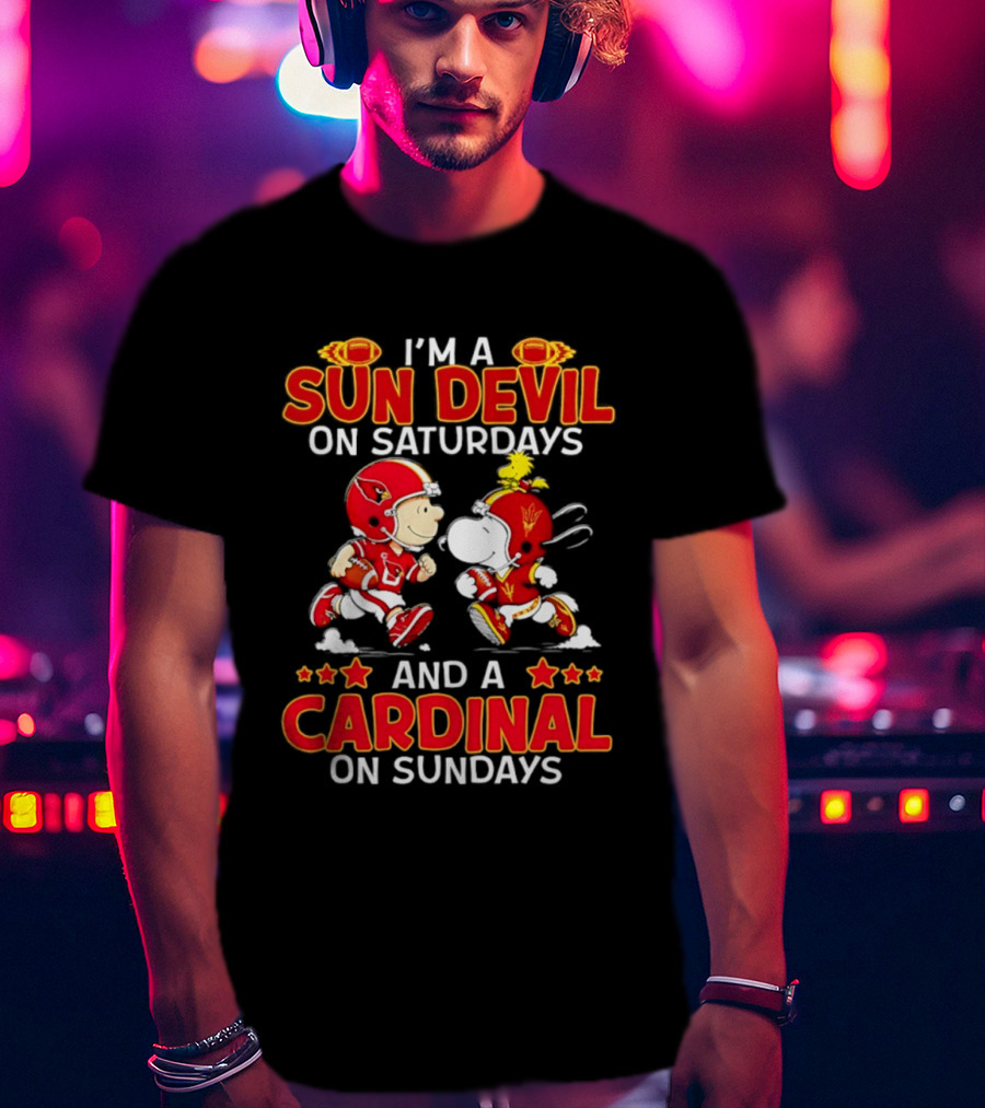 I'm A Sun Devil On Saturdays And A Cardinal On Sundays Peanuts Football Characters T-Shirt
