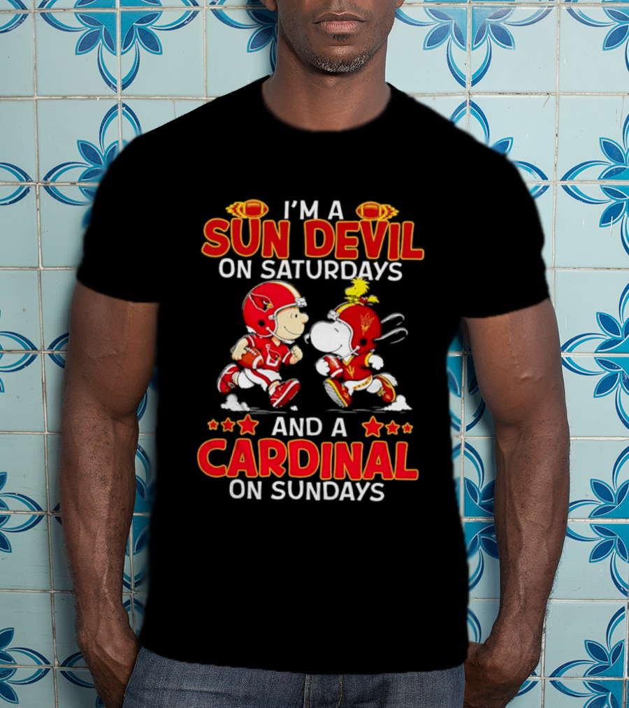 I'm A Sun Devil On Saturdays And A Cardinal On Sundays Peanuts Football Characters T-Shirt