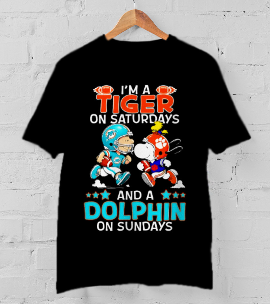 I'm A Tiger On Saturdays And A Dolphin On Sundays Peanuts Football T-Shirt