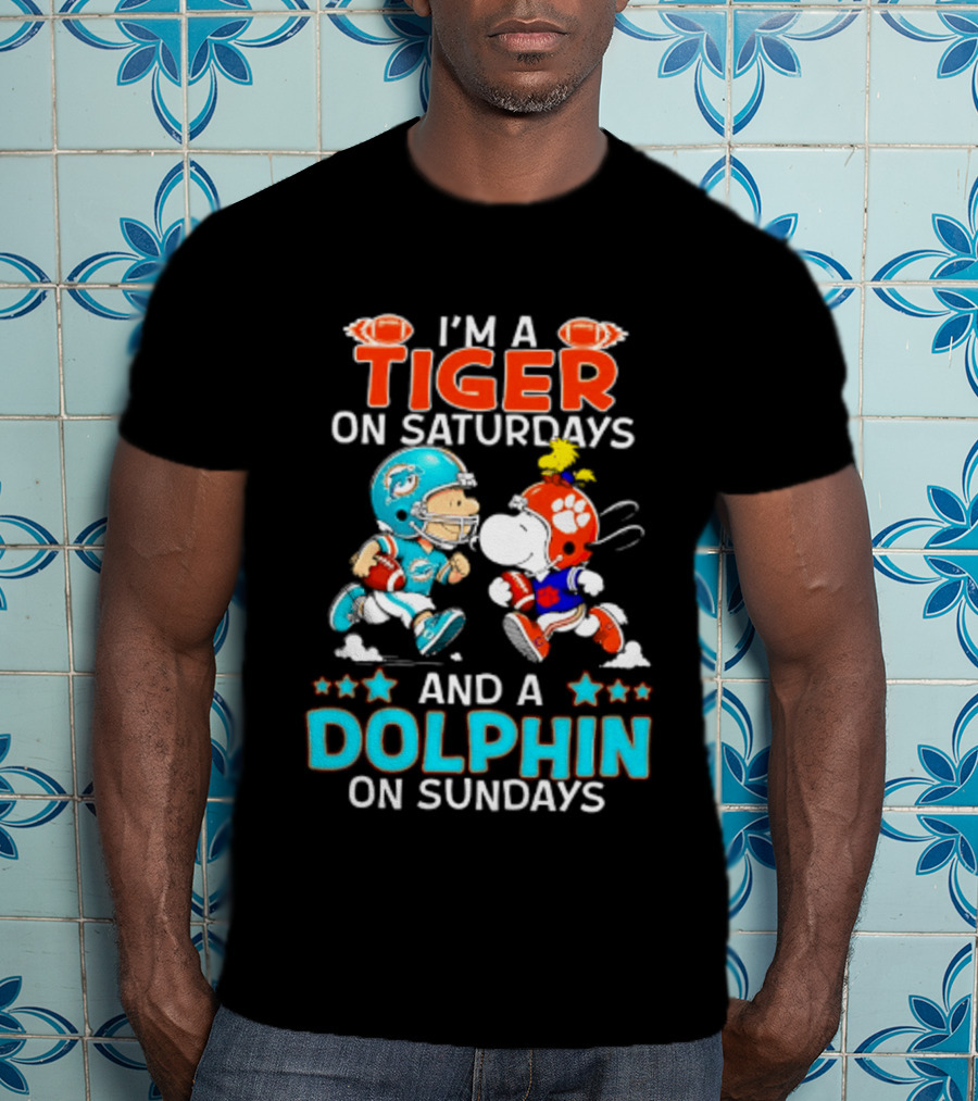 I'm A Tiger On Saturdays And A Dolphin On Sundays Peanuts Football T-Shirt