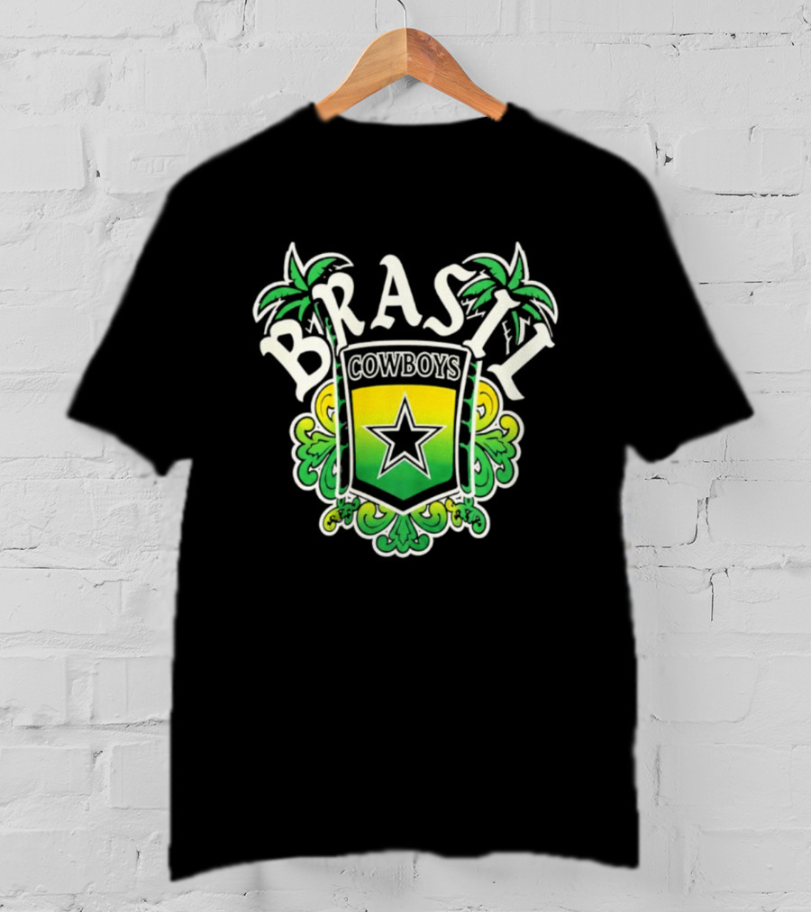Brasil Cowboys Star Shield Palms Green Yellow T-Shirt