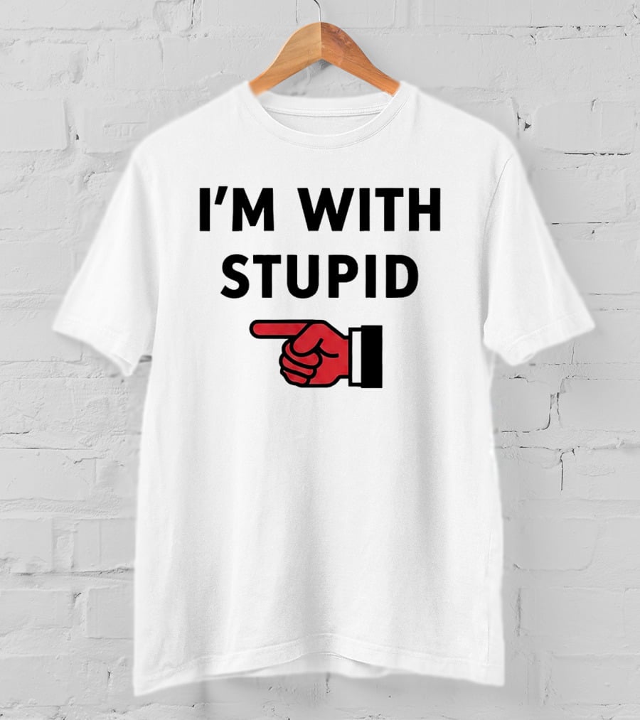 I'm With Stupid Red Pointing Finger T-Shirt