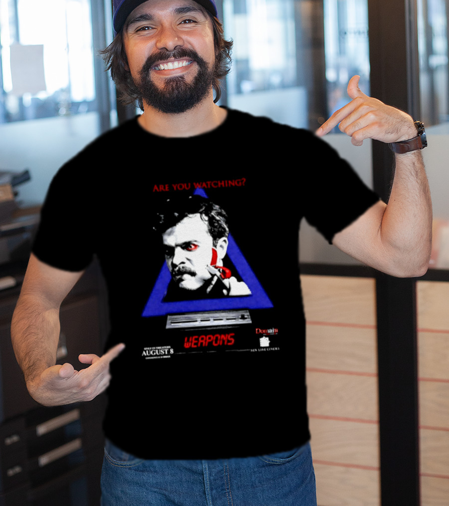 Are You Ing Weapons Triangle Face Art New Line Cinema T-Shirt