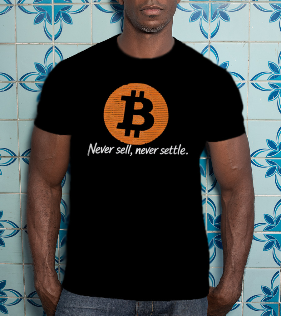 Bitcoin Never Sell Never Settle Orange B T-Shirt
