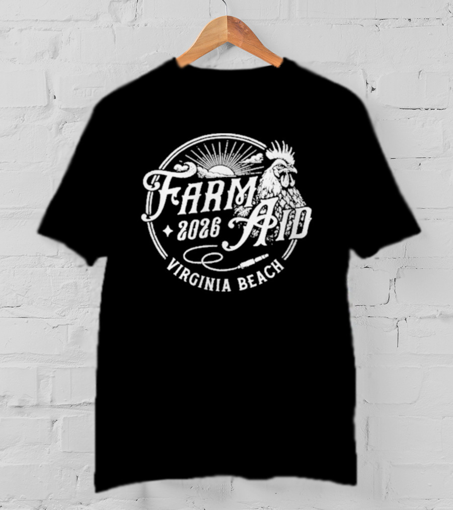 Farm Aid 2026 Virginia Beach Concert Rooster Sunburst T-Shirt