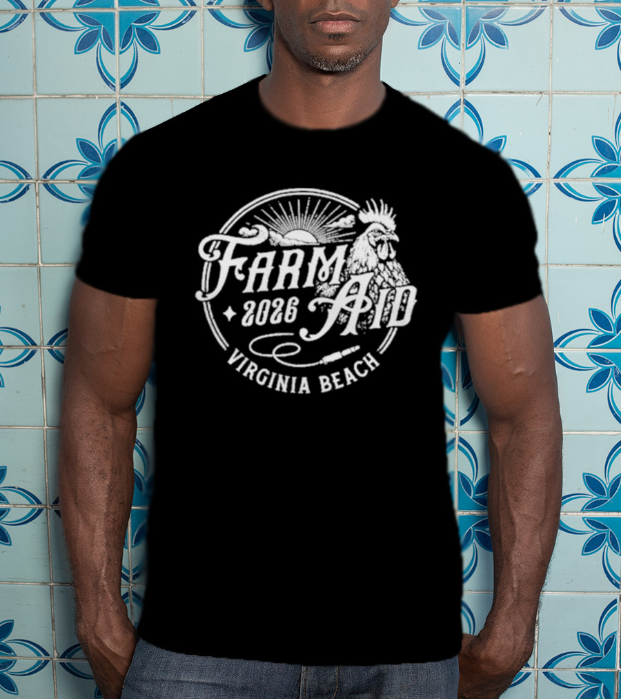 Farm Aid 2026 Virginia Beach Concert Rooster Sunburst T-Shirt