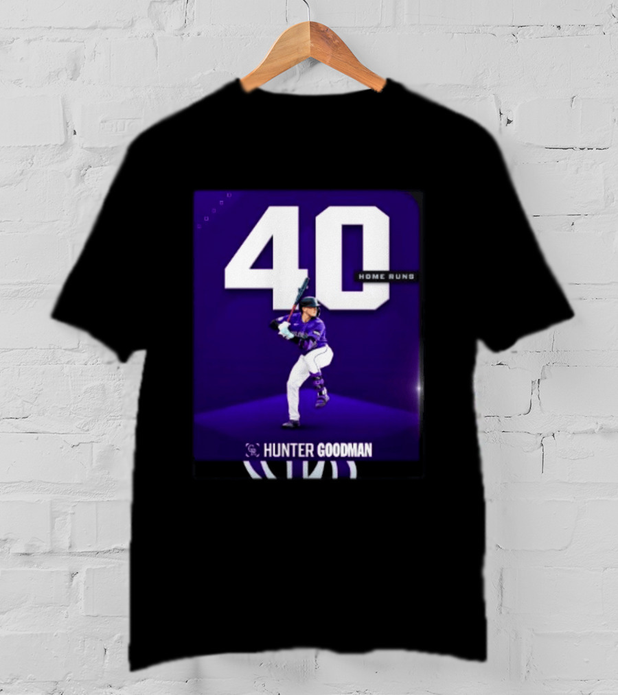 Hunter Goodman 40 Home Runs Colorado Rockies Purple T-Shirt