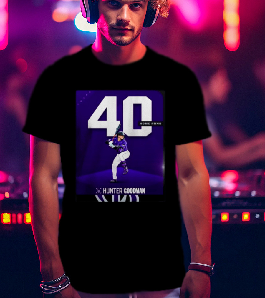 Hunter Goodman 40 Home Runs Colorado Rockies Purple T-Shirt