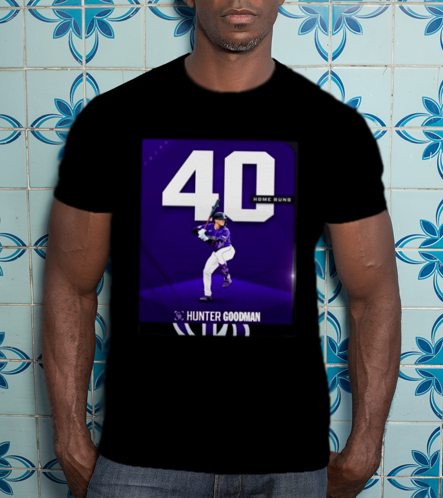 Hunter Goodman 40 Home Runs Colorado Rockies Purple T-Shirt