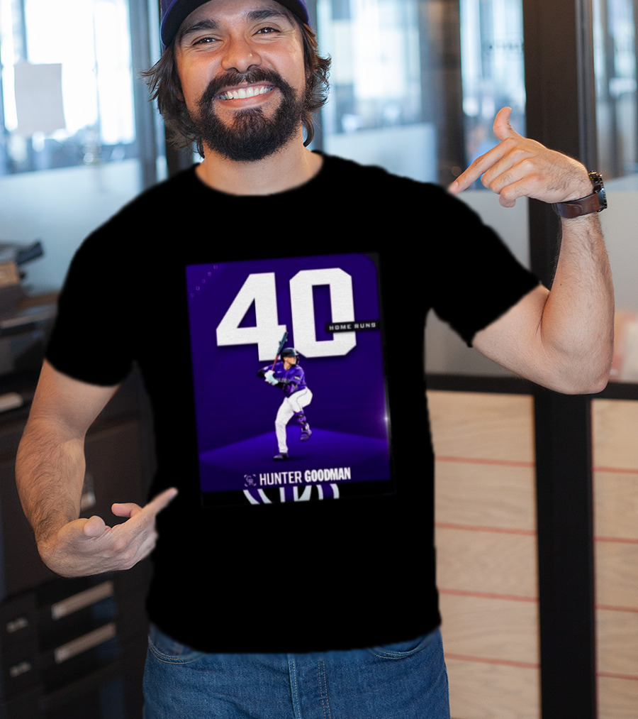 Hunter Goodman 40 Home Runs Colorado Rockies Purple T-Shirt