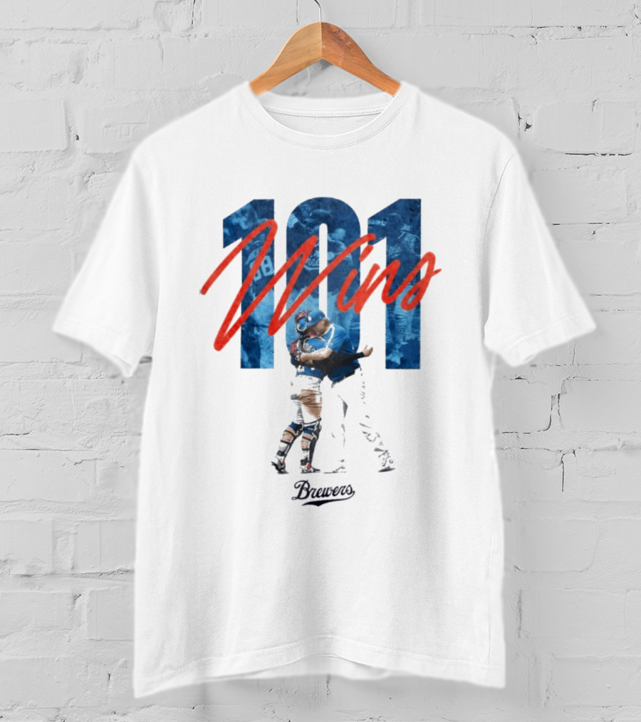 Brewers 101 Wins Robert Gasser William Contreras Celebration T-Shirt
