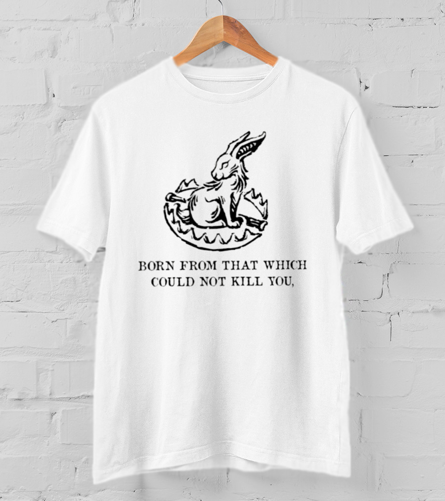 Rabbit Born From That Which Could Not Kill You Egg Shell Triumphant Resilience T-Shirt