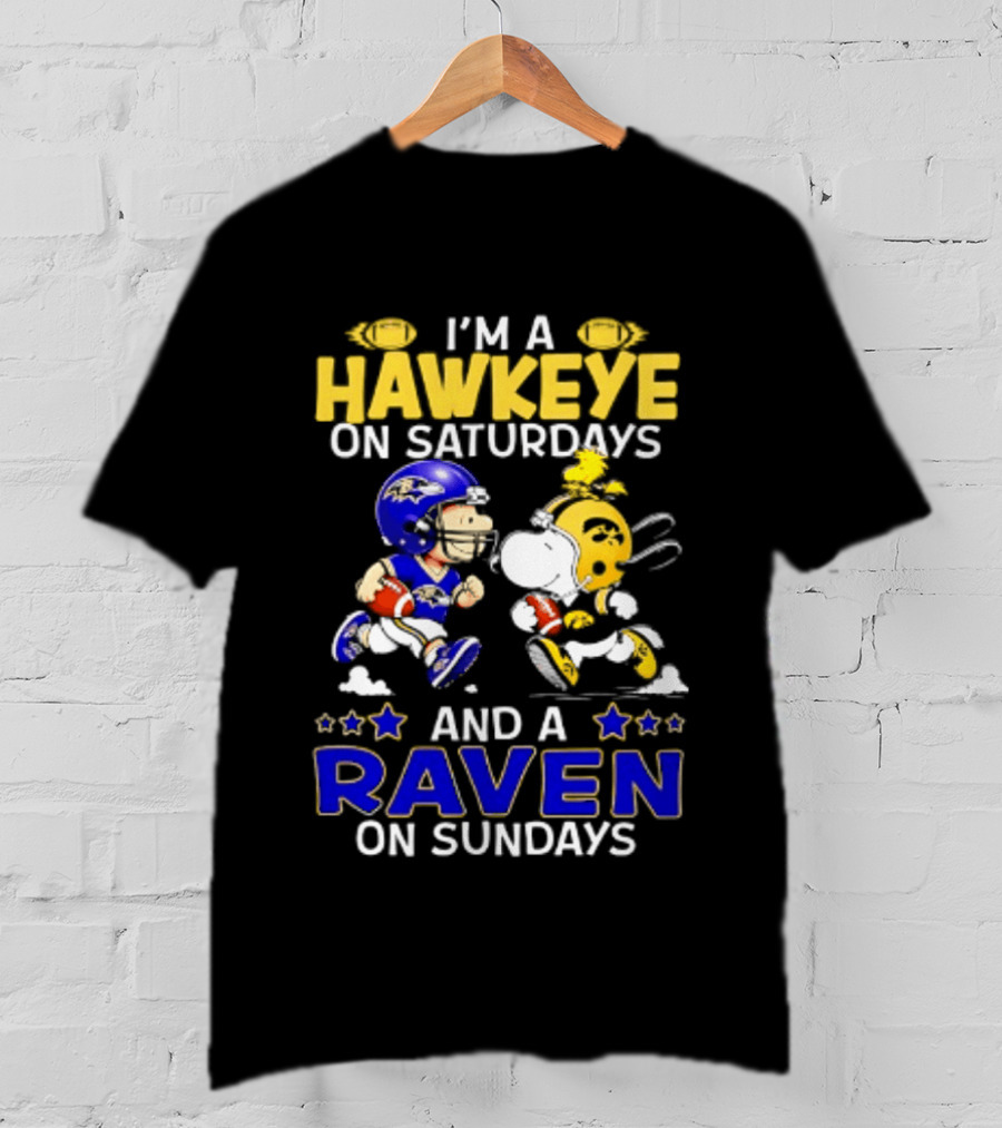 I'm A Hawkeye On Saturdays And A Raven On Sundays Peanuts Football T-Shirt
