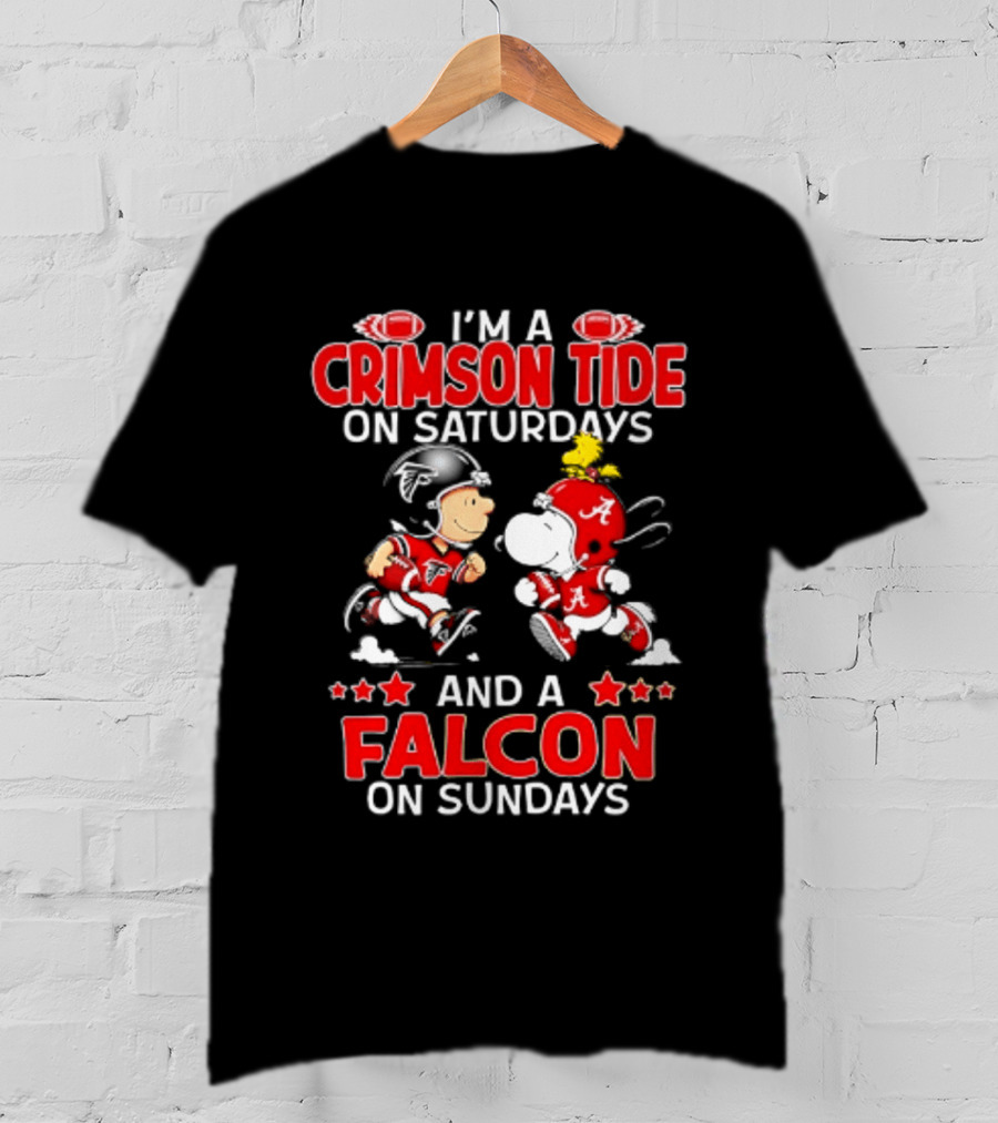 Peanuts I'm A Crimson Tide On Saturdays And A Falcon On Sundays Football Fans T-Shirt