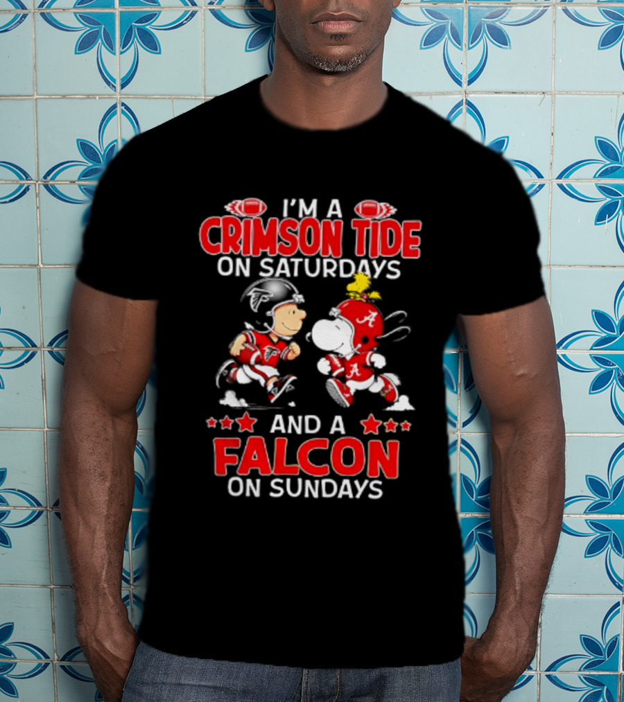 Peanuts I'm A Crimson Tide On Saturdays And A Falcon On Sundays Football Fans T-Shirt