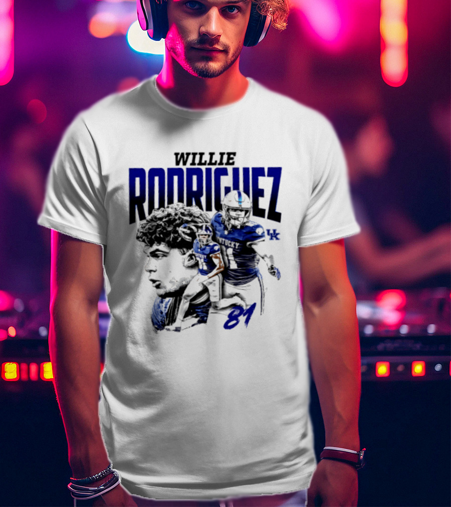 Willie Rodriguez 81 Kentucky Wildcats NCAA Football Player UK T-Shirt