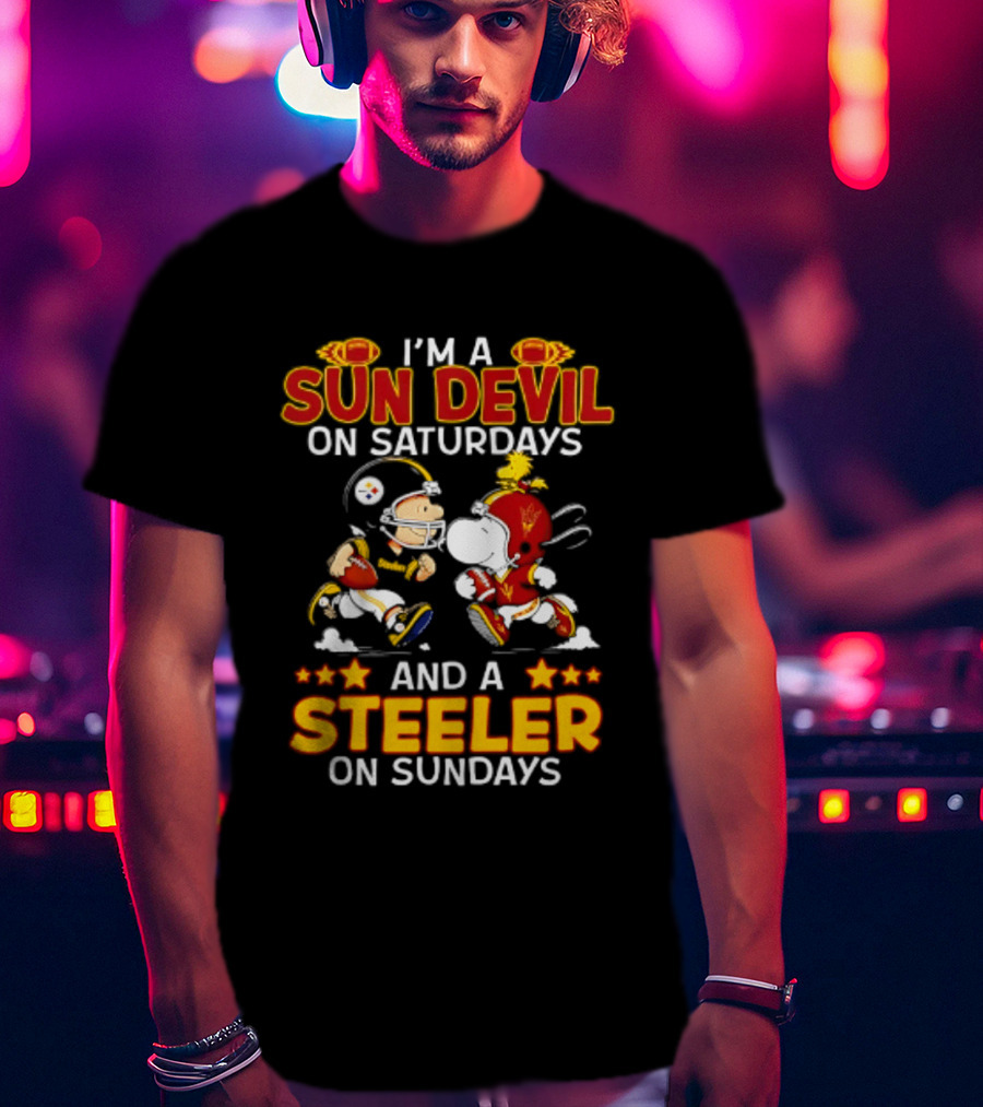 I'm A Sun Devil On Saturdays And A Steeler On Sundays Peanuts Football T-Shirt