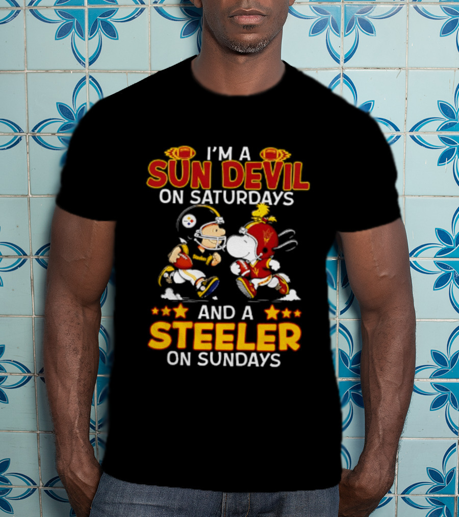 I'm A Sun Devil On Saturdays And A Steeler On Sundays Peanuts Football T-Shirt