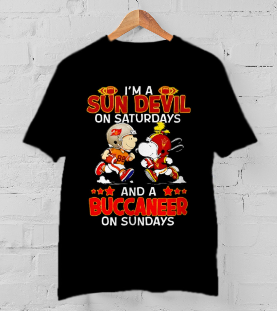 I'm A Sun Devil On Saturdays And A Buccaneer On Sundays Peanuts Characters Football Fan T-Shirt