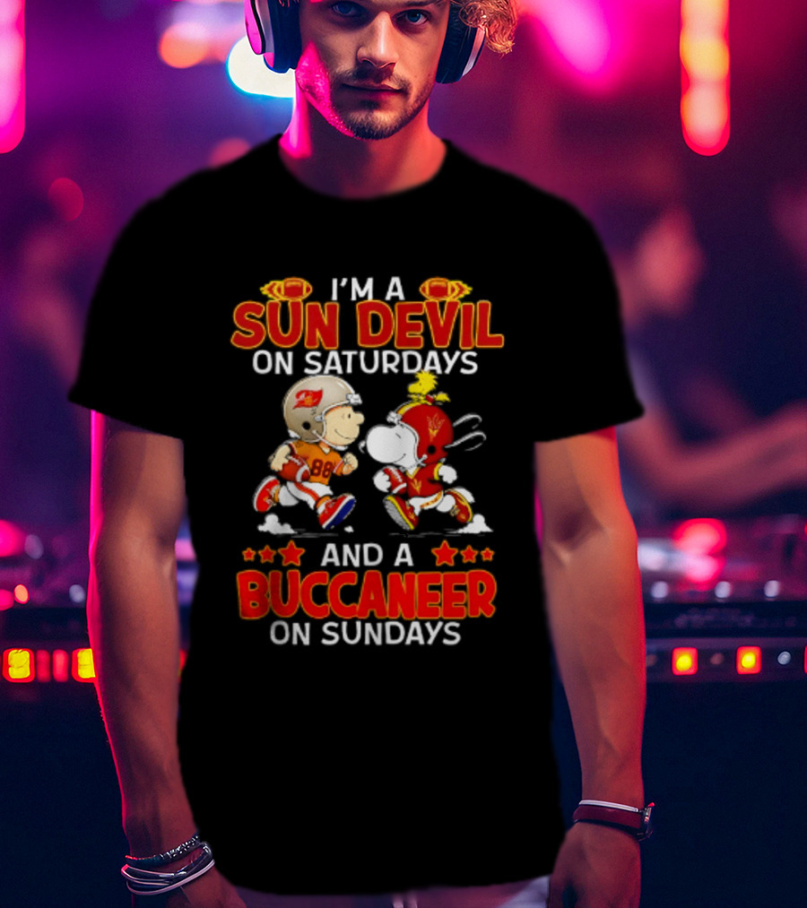 I'm A Sun Devil On Saturdays And A Buccaneer On Sundays Peanuts Characters Football Fan T-Shirt