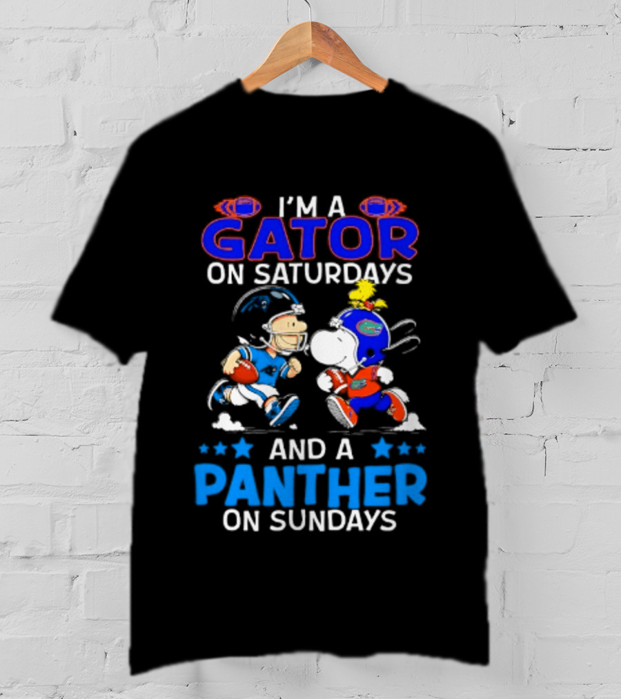 Peanuts I'm A Gator On Saturdays And A Panther On Sundays Football T-Shirt