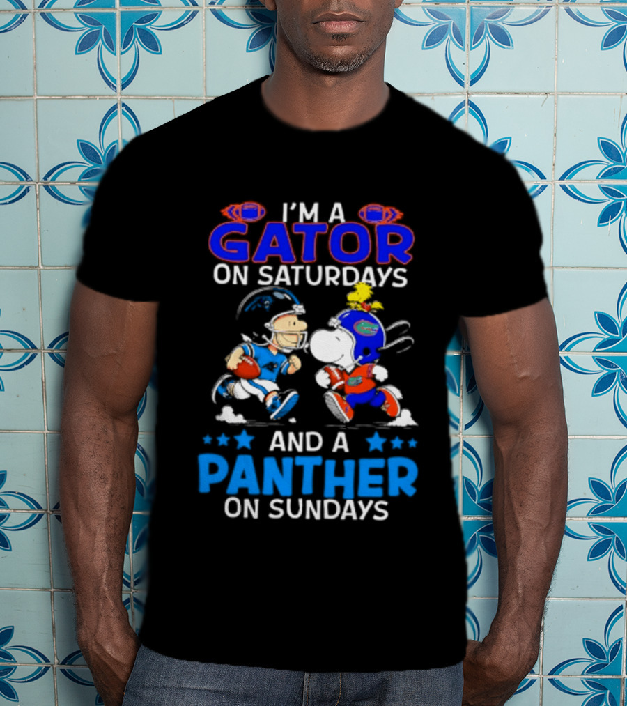 Peanuts I'm A Gator On Saturdays And A Panther On Sundays Football T-Shirt