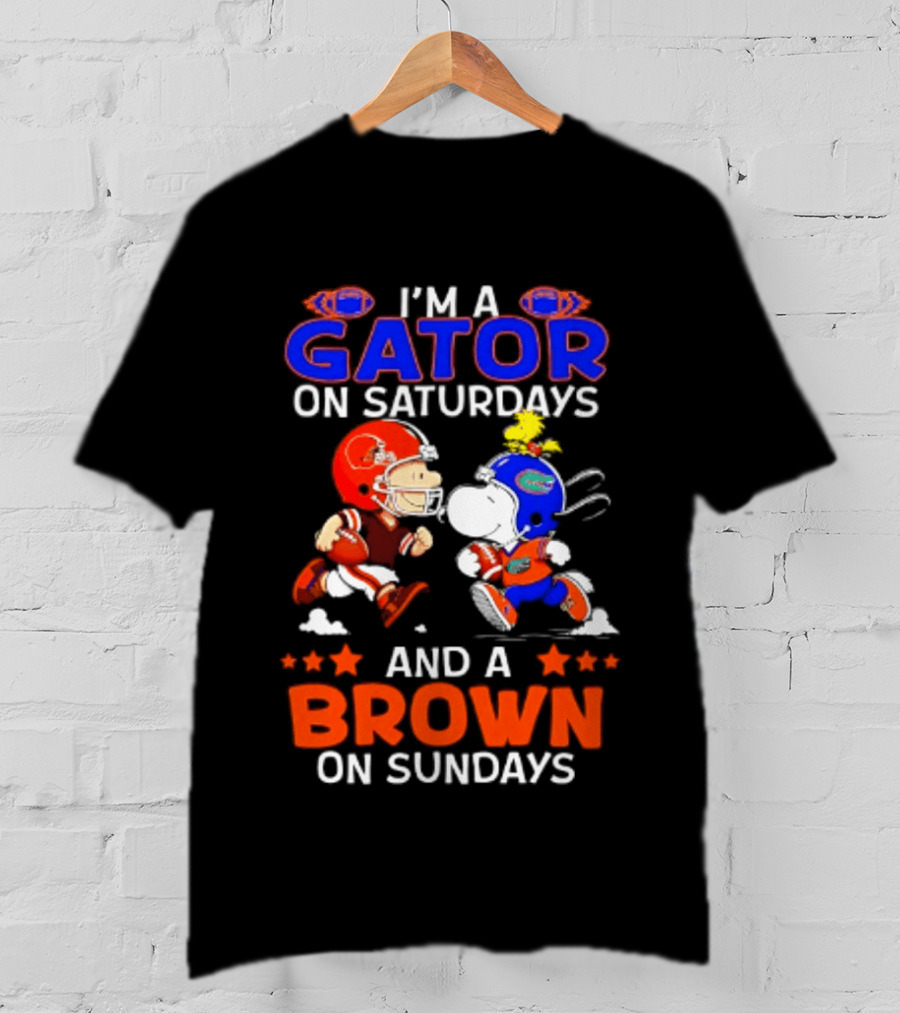 Gator On Saturdays Brown On Sundays Peanuts Football Fan T-Shirt