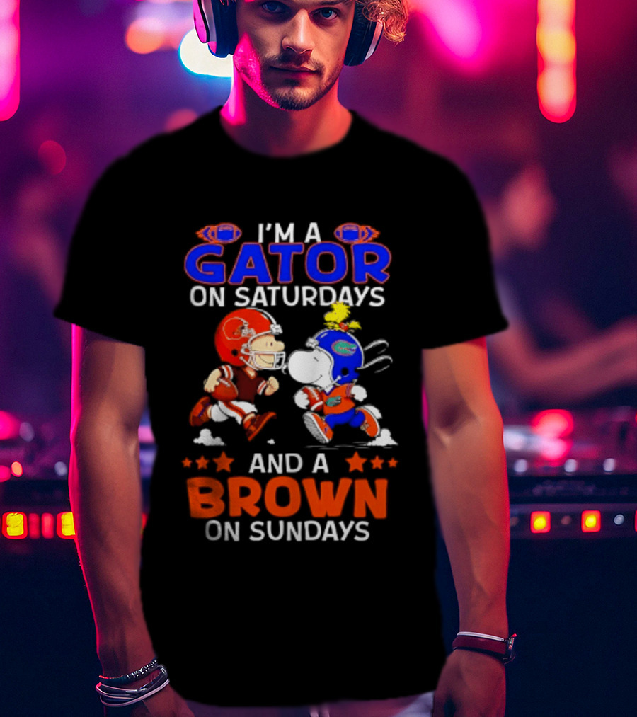 Gator On Saturdays Brown On Sundays Peanuts Football Fan T-Shirt