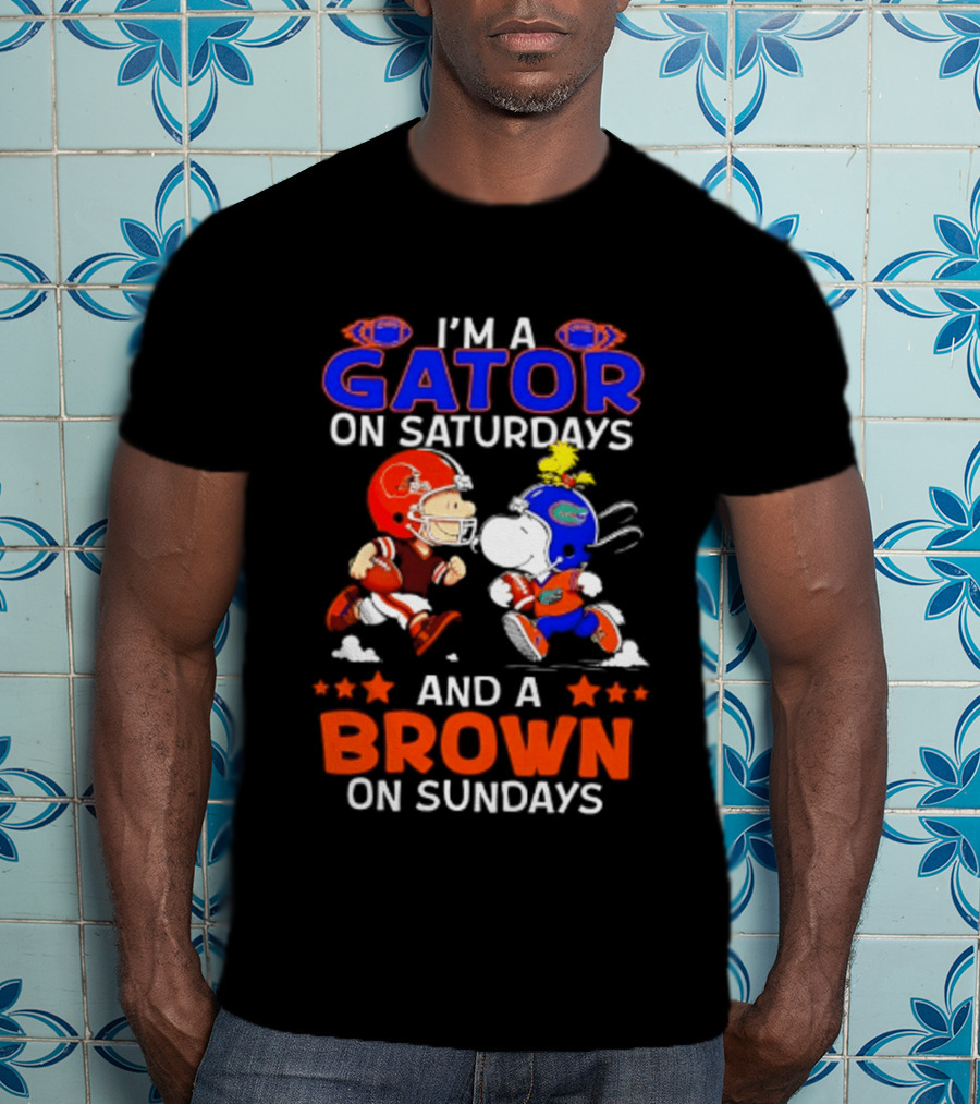 Gator On Saturdays Brown On Sundays Peanuts Football Fan T-Shirt