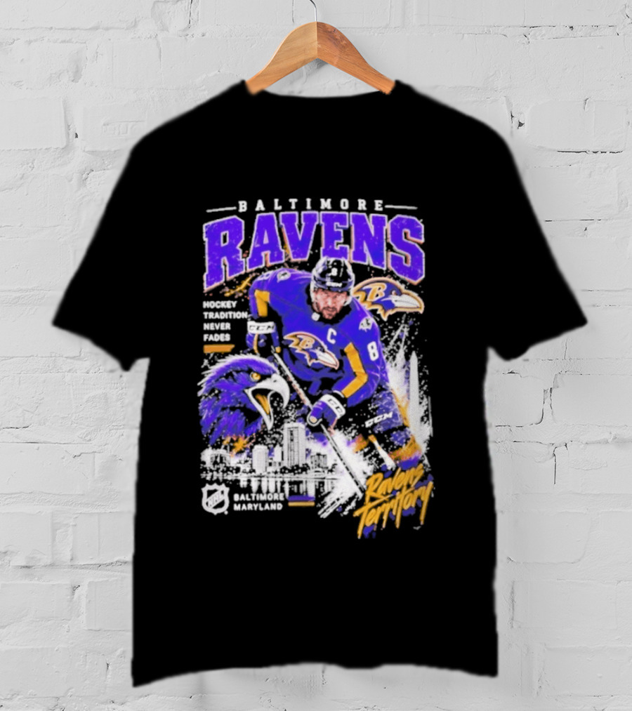 Baltimore Ravens Territory Tradition Never Fades Skyline Maryland Hockey T-Shirt