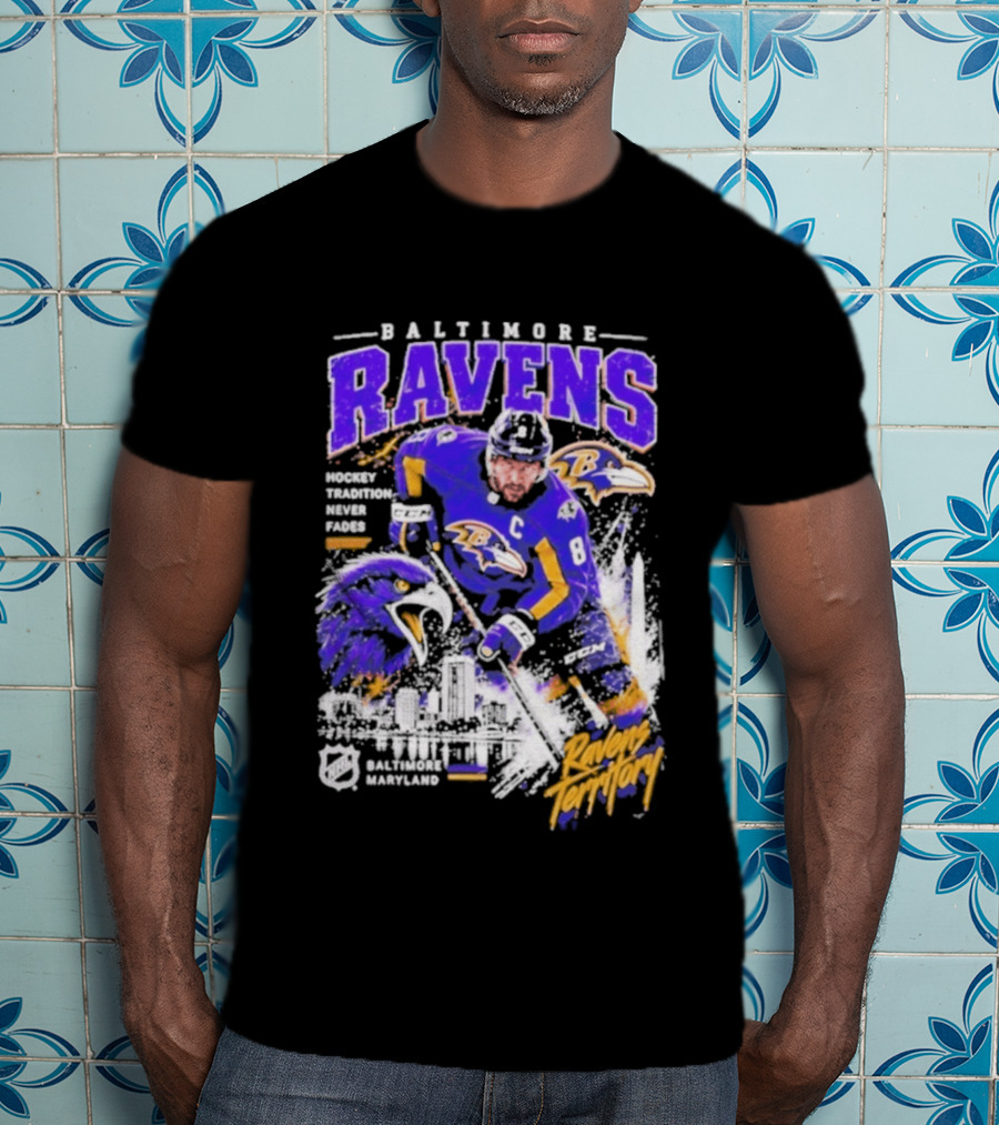 Baltimore Ravens Territory Tradition Never Fades Skyline Maryland Hockey T-Shirt