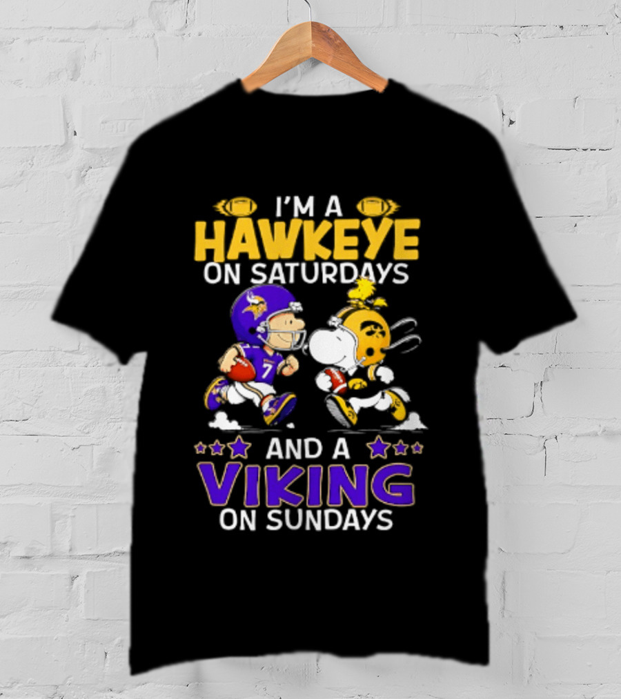 I'm A Hawkeye On Saturdays And A Viking On Sundays Peanuts Mashup T-Shirt