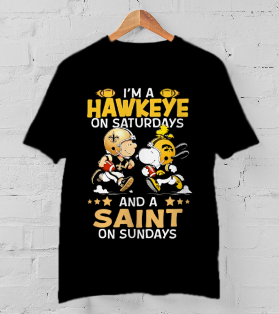 Peanuts I'm A Hawkeye On Saturdays And A Saint On Sundays T-Shirt